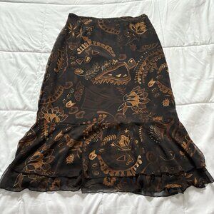 Vintage West End Maxi Skirt Womens Large Brown Floral Boho Fairy Grunge Y2K 90s